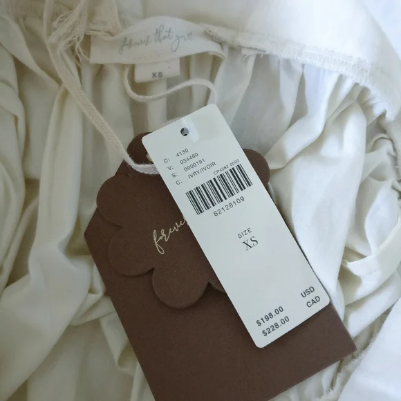 NWT Anthropologie Forever That Girl Tiered Deep V Cream Embroidered Dress Sz XS - Picture 11 of 13